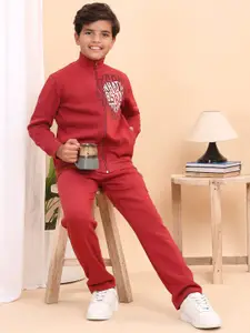 Sweet Dreams Boys Printed Mock Collar Mid-Rise Tracksuit