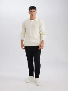 DeFacto Men Shirt Collar Ribbed Pullover Sweater