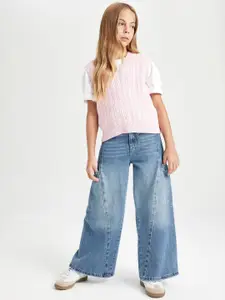 DeFacto Girls Cable Knit Self Design Sweater Vest