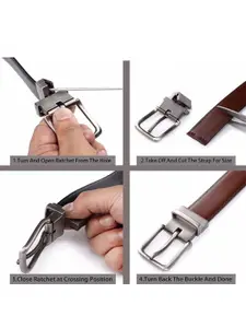 Provogue Men Textured Reversible Formal Belt