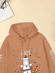 FOREVER FRIDAY Girls Printed Pure Cotton Hooded Sweatshirt