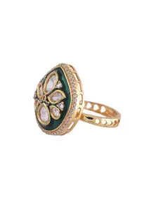 Voylla Kundan Elegance Regal Enamel Ring