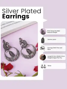 Adwitiya Collection Silver-Plated Artificial Stones Studded Classic Drop Earrings