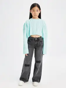 DeFacto Girls Cable Knit Crop Pullover