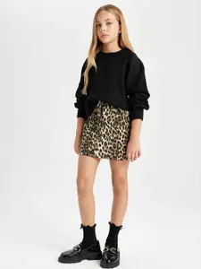 DeFacto Girls Ribbed Round Neck Pullover Sweater