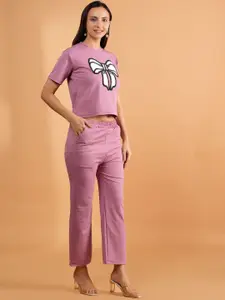 BAESD Abstract Printed Round Neck T-Shirt And Trousers