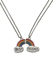 Digital Dress Room Set Of 2 Silver-Plated Quirky Pendants with Chains