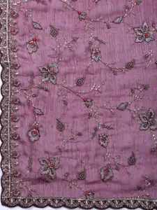 Meena Bazaar Floral Embroidered Sequinned Organza Unstitched Dress Material