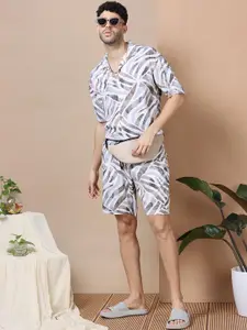 HOUSE OF MAHNOTS Men Abstract Printed Shirt Collar Shirt With Shorts