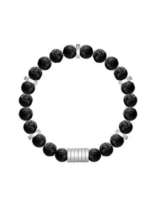 GIVA Men 925 Sterling Silver Rhodium-Plated Legacy Beaded Adjustable Elasticated Bracelet