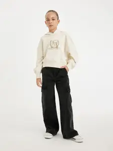 DeFacto Girls Embroidered Hooded Pullover