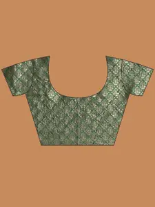 Meena Bazaar Floral Woven Design Semi-Stitched Lehenga & Unstitched Blouse With Dupatta