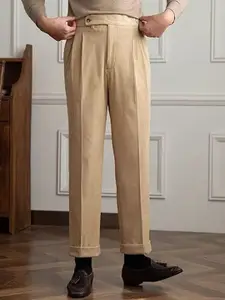 StyleCast x Revolte Men Textured Mid-Rise Easy Wash Trousers