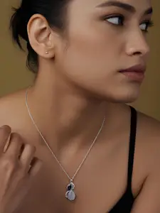 LeCalla 925 Sterling Silver Silver-Plated Amethyst Rainbow Moonstone Pendant With Chains