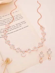 Lyriss Gold-Plated American Diamond Stone-Studded Necklace & Earrings