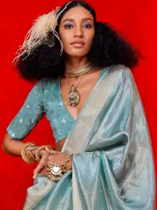 DEVATITHI Woven Design Zari Banarasi Saree