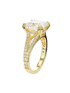 SWAROVSKI STILLA Gold-Plated Cubic Zirconia Stones Studded Cocktail Finger Ring