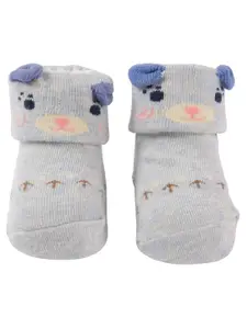 Yellow Bee Boys Bear Face and Ear Patterned Non-Slip Ankle Length Socks