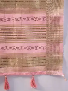 DEVATITHI Pink Khadi Cotton Saree