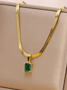 Just Lil Things Gold-Plated Cubic Zirconia Stone Studded Chain With Pendant