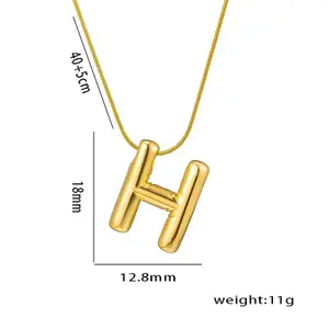 DressBerry Gold-Plated Stainless Steel Anti-Tarnish H Alphabet Letter Pendant & Chain
