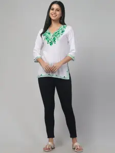 Trend Level Women Floral Embroidered Straight Kurti