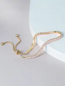 Peora Women 3 Cubic Zirconia Gold-Plated Wraparound Bracelet