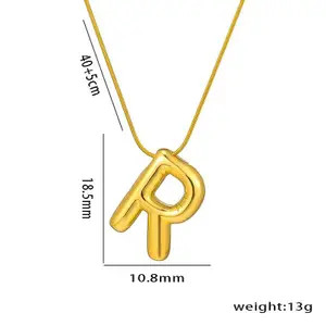 DressBerry Gold-Plated Stainless Steel Anti-Tarnish R Alphabet Letter Pendant & Chain