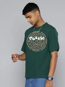 Moda Rapido Men Typography Printed Round Neck Cotton Oversized Fit T-shirt