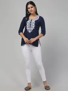 Trend Level Women Floral Embroidered Straight Kurti