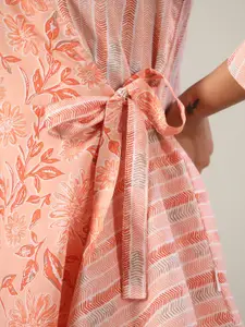 JISORA Floral Printed Cotton Top & Trousers Co-Ords Set