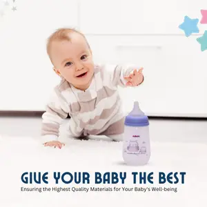 Adore Kids White & Purple Printed Wide Neck Dual Anti-Colic Feeding Bottle-250ml