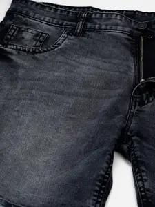 John Pride Plus Size Men Washed Denim Shorts