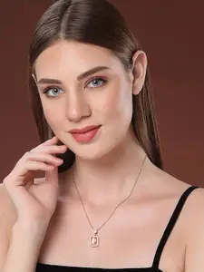 VOGUE PANASH Cubic Zirconia Studded Solitaire Pendant With Chain