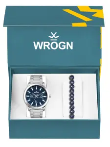 WROGN Men Analog Watch & Leather Bracelet Gift Set WRNWJ Set-35