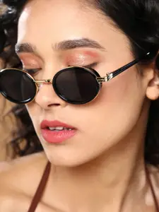 HAUTE SAUCE by  Campus Sutra HAUTE SAUCE by Campus Sutra Women The Malibu Block Polarised Oval Sunglass - AW25_HSSG2758