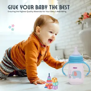 Adore Printed Wide Neck Dual Anti-Colic Feeding Bottle With Twin Handle-250ml