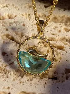 Just Lil Things Artificial Stones Studded Circular Pendants With Chains