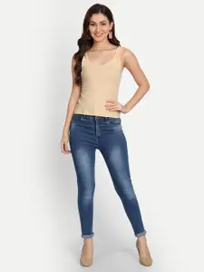 Aimly White Beige Pack of 2 Cotton Shoulder Straps Spaghetti Camisoles