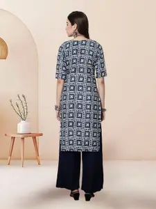 7Threads Selection Of 4 Geometric Printed Round Neck Straight Kurtas