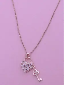 Ramdev Art Fashion Jwellery Rose Gold-Plated Stainless Steel Key Pendant with Chain