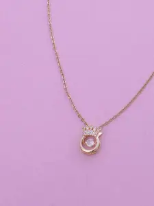 Ramdev Art Fashion Jwellery Gold-Plated Stainless Steel Stone Studded Pendant With Chain