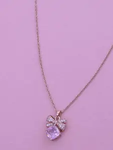 Ramdev Art Fashion Jwellery Rose Gold-Plated Stainless Steel Stone Studded Pendant Chain