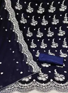 KIMISHA Floral Zari Embroidered Unstitched Dress Material