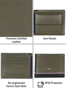 Tommy Hilfiger Men Colourblocked RFID Protected Leather Two Fold Wallet