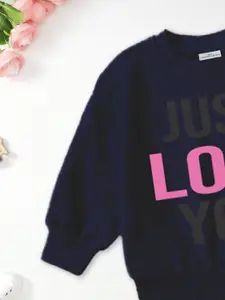 FOREVER FRIDAY Girls Typography Printed Cotton Sweatshirt