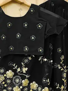 BAESD Girls Embroidered Sequinned Silk Georgette Ready To Wear Lehenga & Blouse