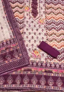 KIMISHA Floral Printed Beads and Stones Organza Unstitched Dress Material