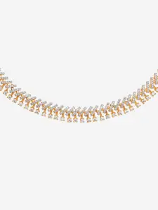 Kushal's Fashion Jewellery  Copper White Rhodium Gold-Plated Cubic Zircon Necklace