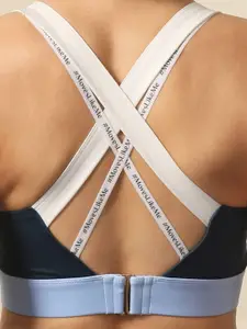 Soie Women's Medium-Impact Padded Non Wired Sports Bra with Crisscross Back and Mesh